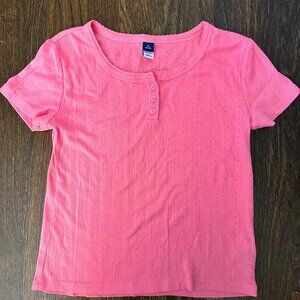 Girls Pointelle-Knit Henley Top